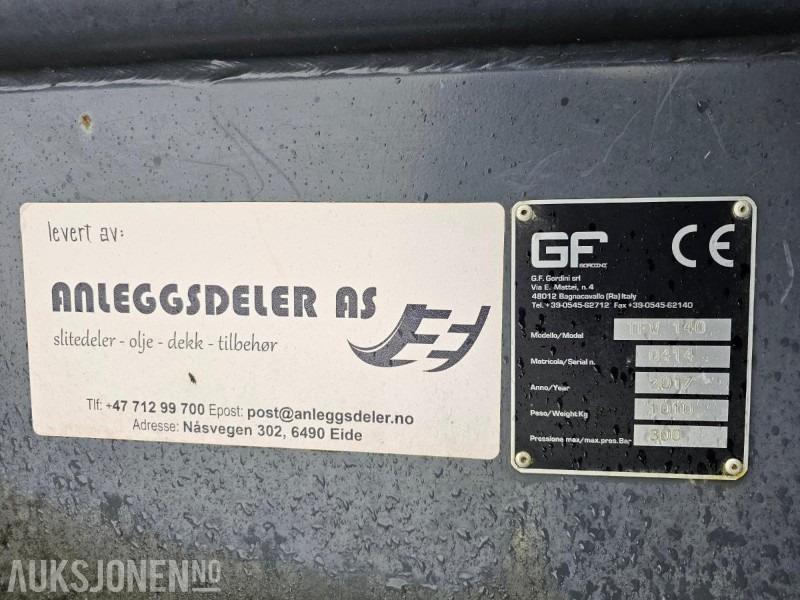 2017 GF TFW 140 Krattknuser m/s60-feste -kun 50 timer bruk - Trang thiết bị xây dựng: hình 5 2017 GF TFW 140 Krattknuser m/s60-feste -kun 50 timer bruk - Trang thiết bị xây dựng: hình 5
