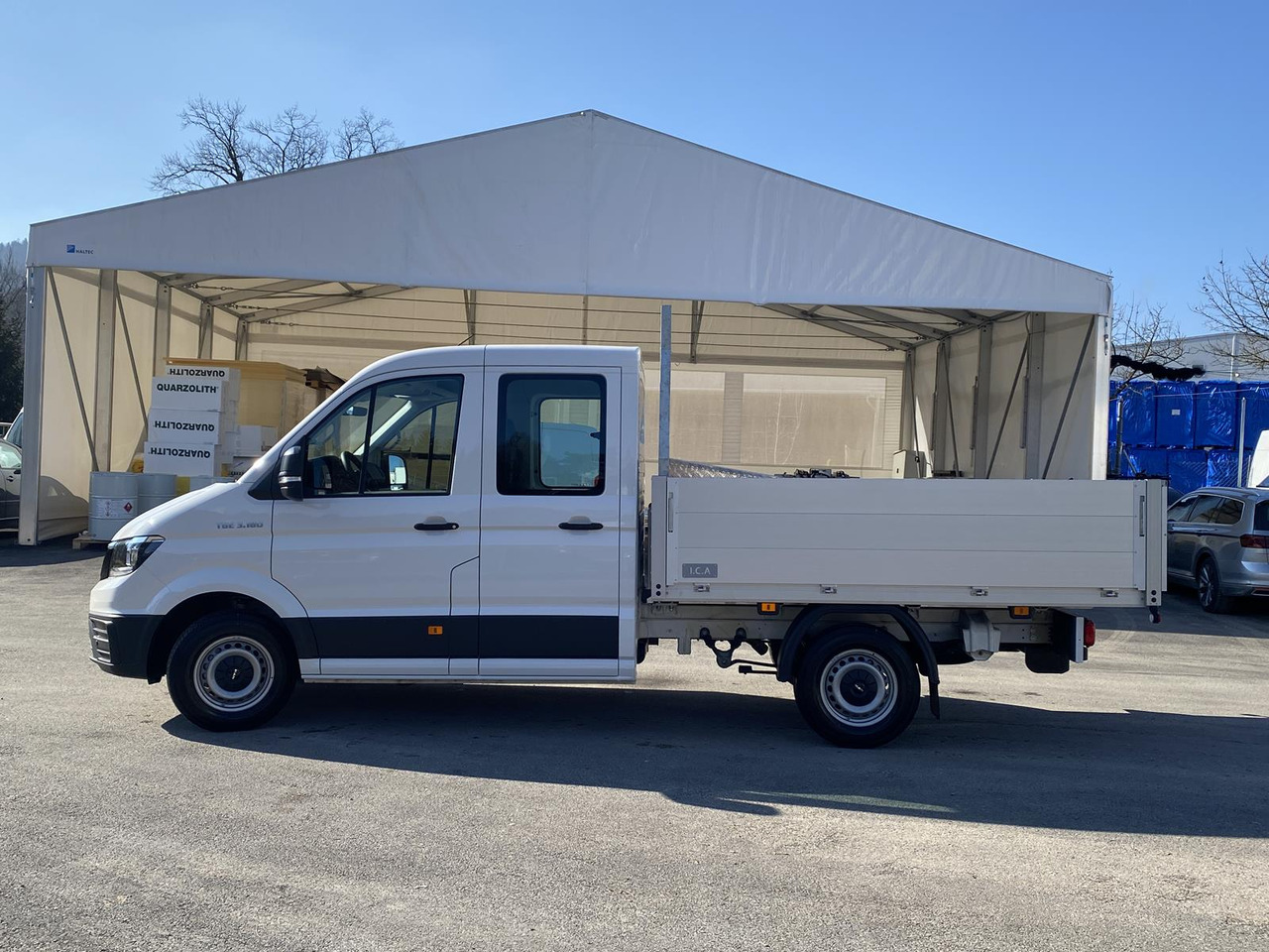 Xe tải nhỏ phẳng MAN TGE 3.180 DOKA 1+6 3640MM | OFFENE PRITSCHE + ALU KOFFER AUF DER PRITSCHE: hình 23