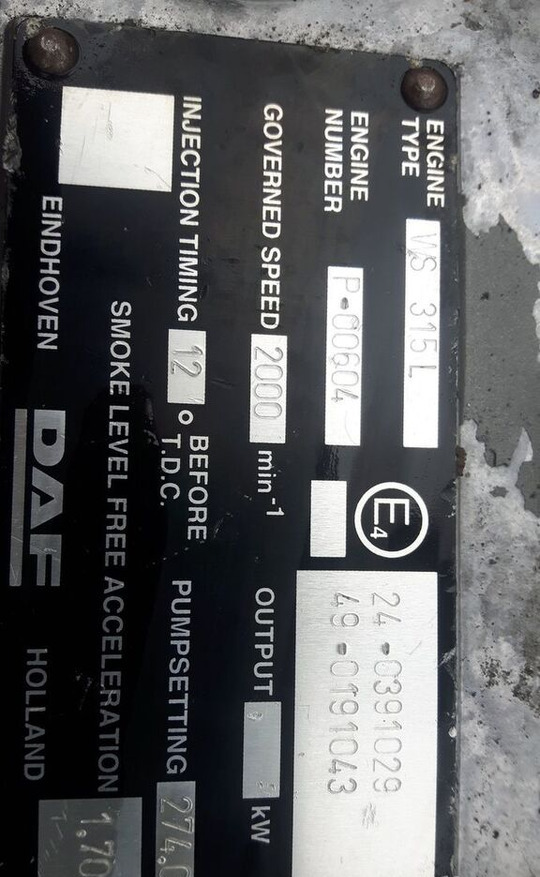 DAF WS 315 L DAF truck - Động cơ cho Xe tải: hình 5 DAF WS 315 L DAF truck - Động cơ cho Xe tải: hình 5