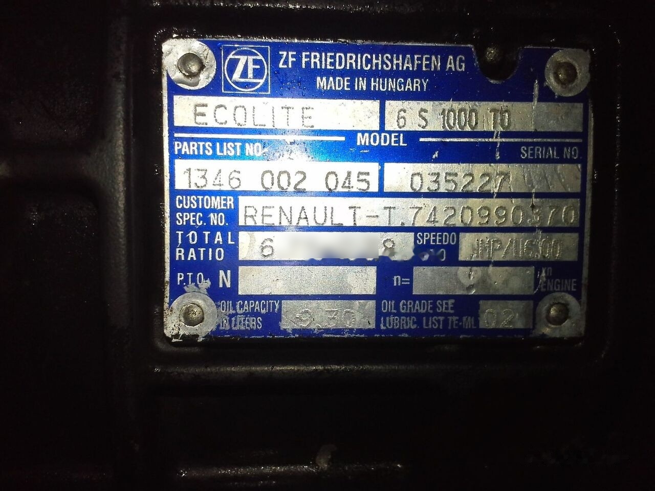 ZF 6S1000T0 Renault - Hộp số cho Xe tải: hình 2 ZF 6S1000T0 Renault - Hộp số cho Xe tải: hình 2