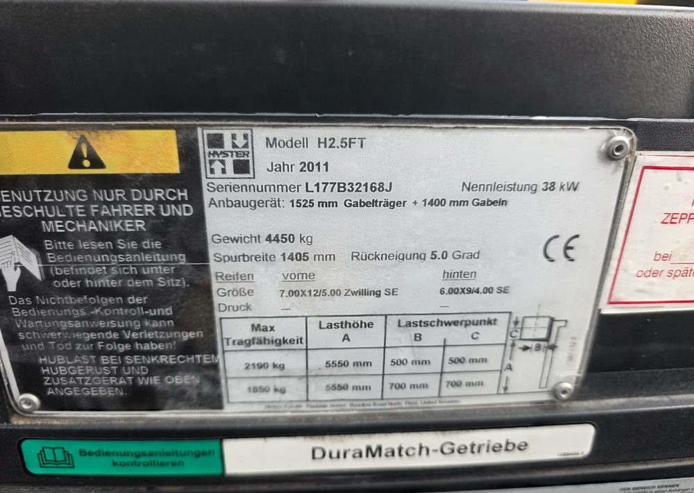 Hyster H2.5FT /LPG/ 1 WŁAŚCICIEL /1923 MTH / - Xe nâng: hình 5 Hyster H2.5FT /LPG/ 1 WŁAŚCICIEL /1923 MTH / - Xe nâng: hình 5