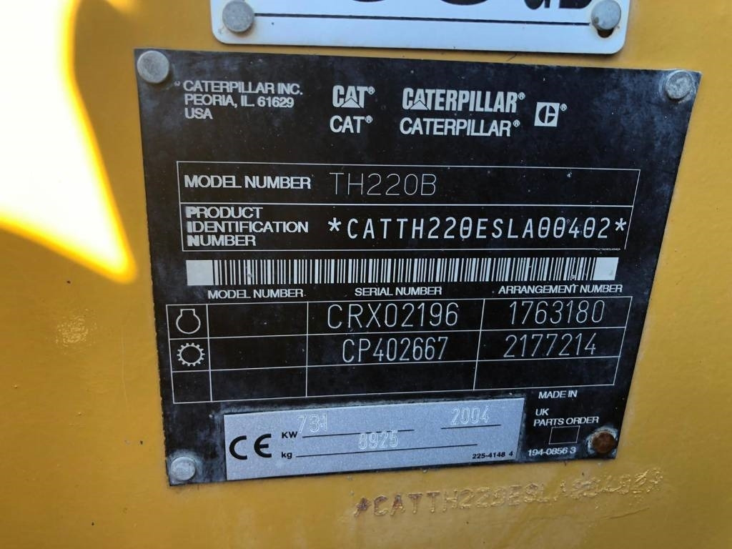 CAT TH 220 B FOR PARTS - Xe nhấc hình viễn vọng kính: hình 3 CAT TH 220 B FOR PARTS - Xe nhấc hình viễn vọng kính: hình 3