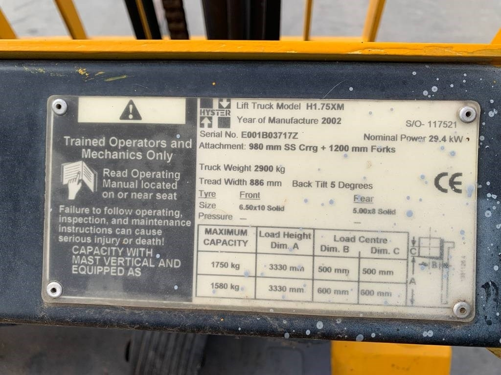 Hyster H 1.75 XM - Xe nâng gas: hình 3 Hyster H 1.75 XM - Xe nâng gas: hình 3