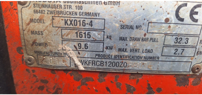 Kubota KXo 16-4 Minibagger 1-hand Deutsche Maschine - Máy xúc mini: hình 5 Kubota KXo 16-4 Minibagger 1-hand Deutsche Maschine - Máy xúc mini: hình 5