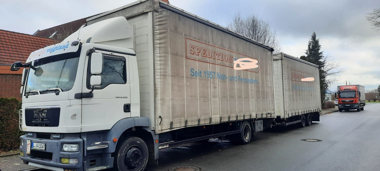 MAN 12.250 TGM Jumbo Mit Anhänger - Xe tải thùng mui bạt, Rơ moóc mui bạt: hình 1 MAN 12.250 TGM Jumbo Mit Anhänger - Xe tải thùng mui bạt, Rơ moóc mui bạt: hình 1