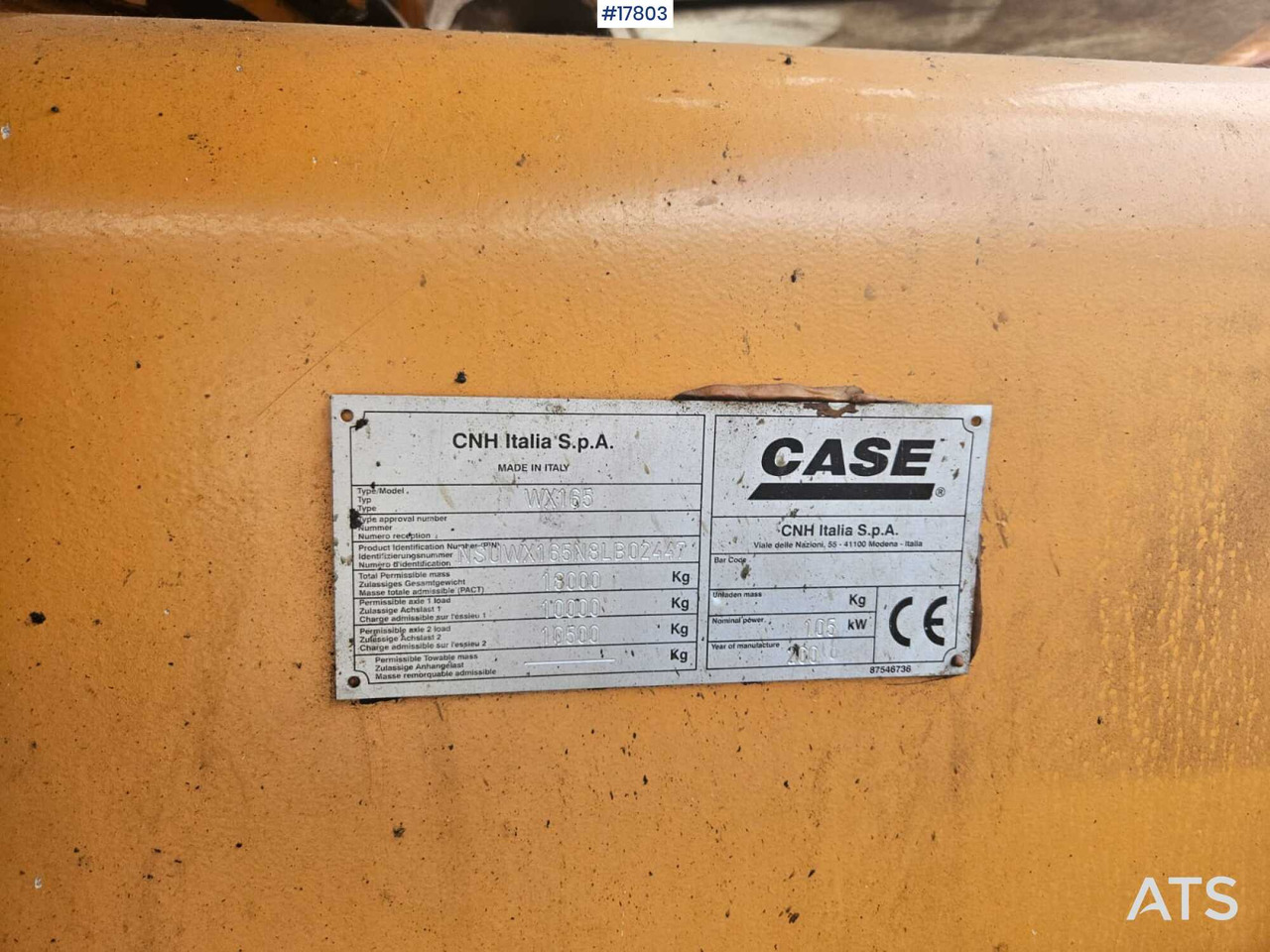 Máy xúc bánh lốp 2008 Case  WX 165: hình 15