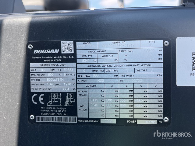 2023 Doosan B35X-7 PLUS Electric Forklift - Xe nâng điện: hình 3 2023 Doosan B35X-7 PLUS Electric Forklift - Xe nâng điện: hình 3