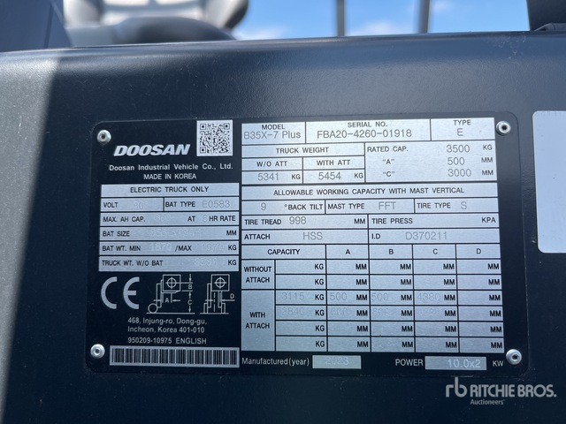 2024 Doosan B35X-7 PLUS (Unused) Electric Forklift - Xe nâng điện: hình 3 2024 Doosan B35X-7 PLUS (Unused) Electric Forklift - Xe nâng điện: hình 3
