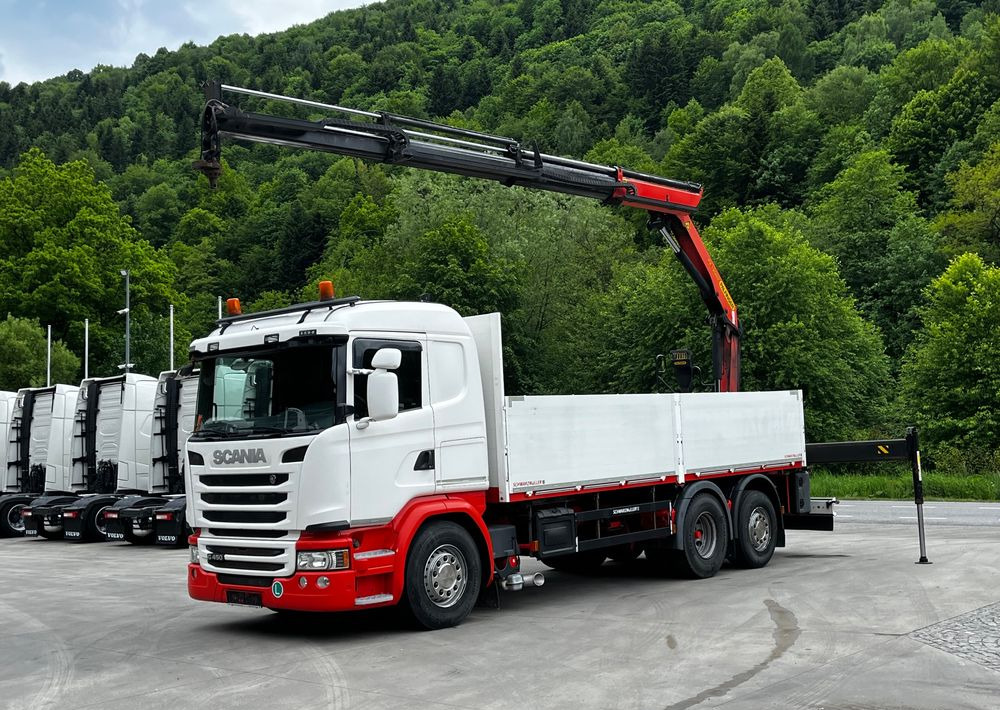 Scania G450 // 6x2// Skrzynia 6.40x2.49 // HDS Palfinger // Oś skrętna podnoszona // - Xe tải thùng lửng/ Phẳng, Xe cẩu tự hành: hình 1 Scania G450 // 6x2// Skrzynia 6.40x2.49 // HDS Palfinger // Oś skrętna podnoszona // - Xe tải thùng lửng/ Phẳng, Xe cẩu tự hành: hình 1