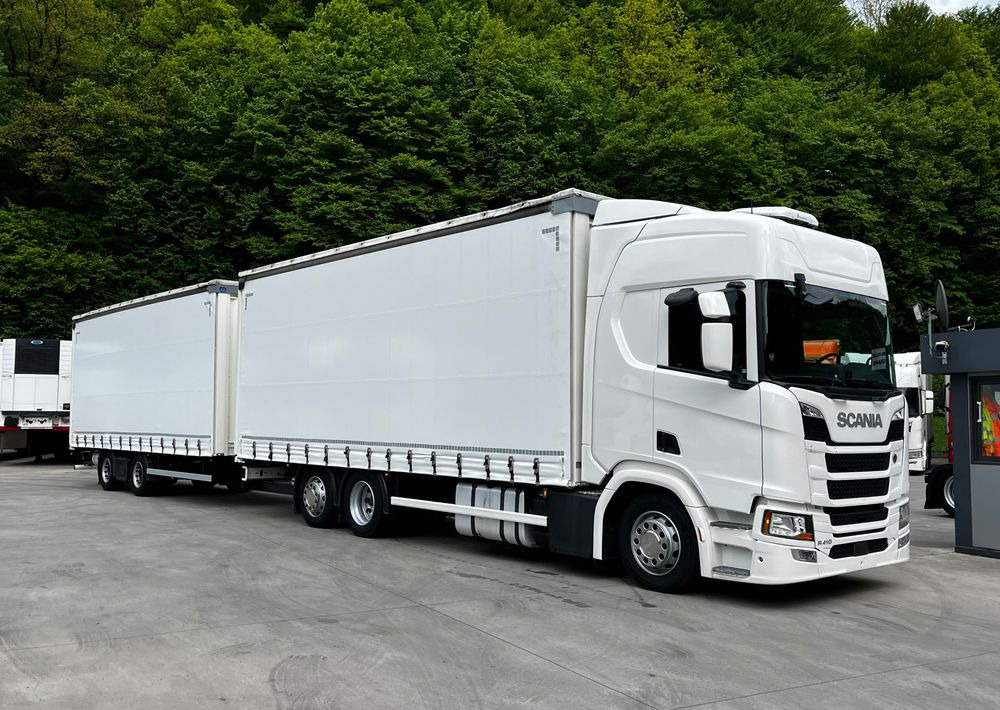 Scania R410 // 2018 // Retarder // Tandem 7.7+7.7 // Przyczepa Krone // Oś podnosozna // - Xe tải thùng mui bạt: hình 1 Scania R410 // 2018 // Retarder // Tandem 7.7+7.7 // Przyczepa Krone // Oś podnosozna // - Xe tải thùng mui bạt: hình 1