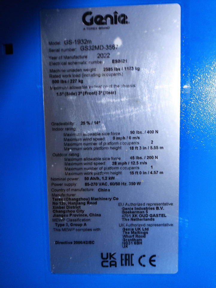 Genie GS1932m - Máy nâng người hình kéo: hình 5 Genie GS1932m - Máy nâng người hình kéo: hình 5