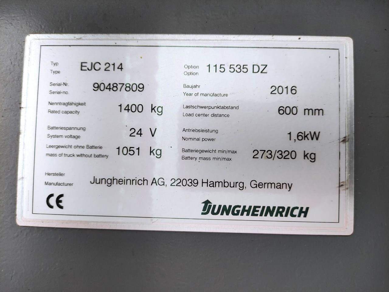 Jungheinrich EJC 214 - Máy xếp chồng: hình 5 Jungheinrich EJC 214 - Máy xếp chồng: hình 5