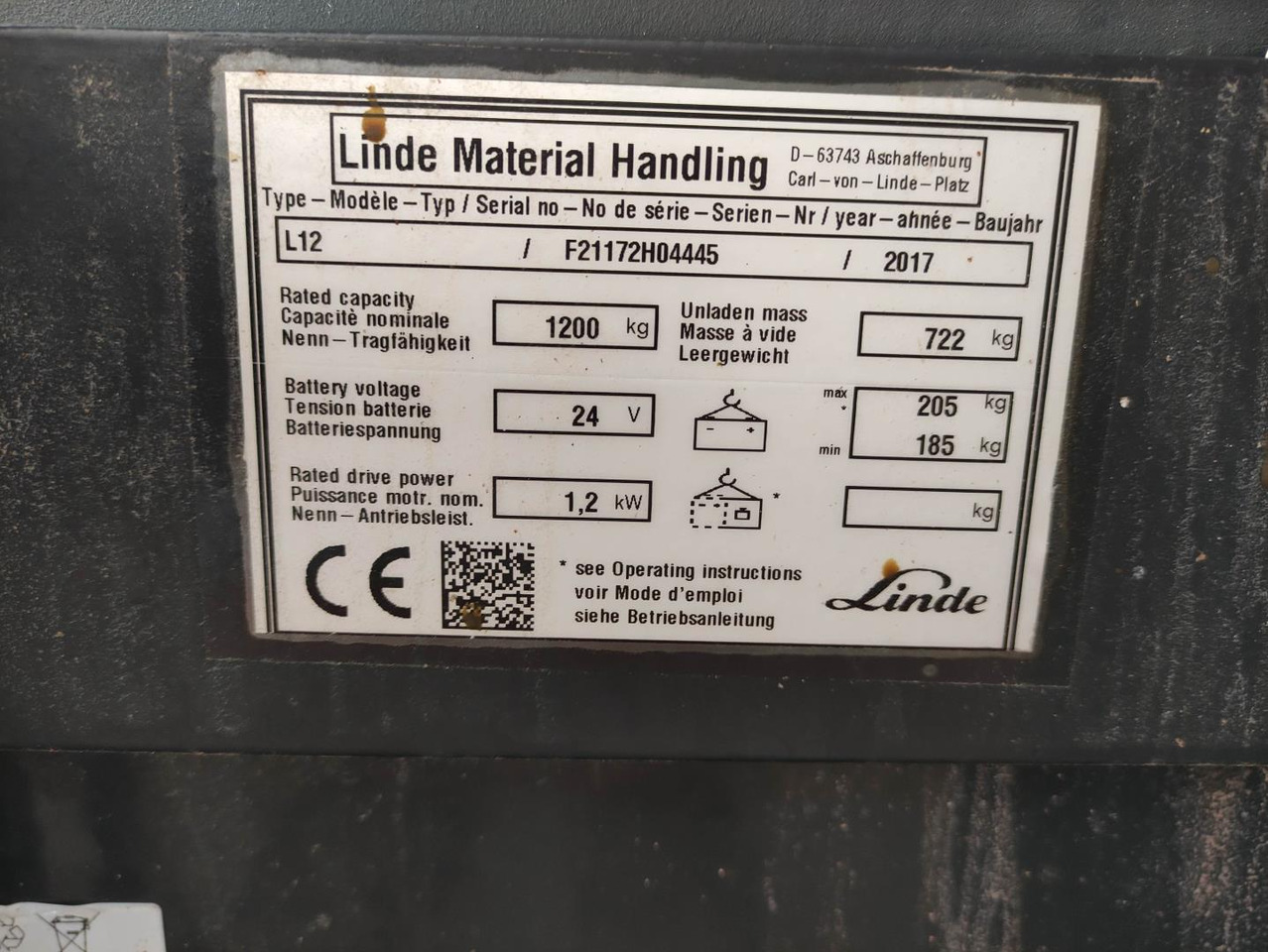 Linde L12 - Máy xếp chồng: hình 5 Linde L12 - Máy xếp chồng: hình 5