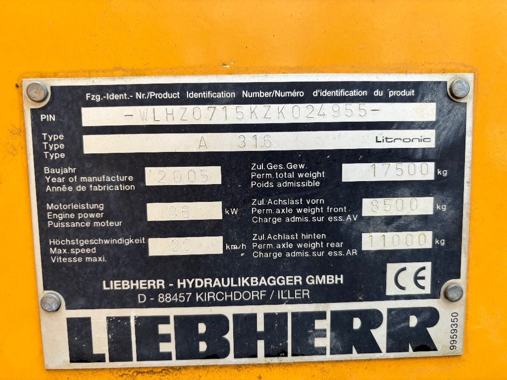 Liebherr A316 - Máy xúc bánh lốp: hình 1 Liebherr A316 - Máy xúc bánh lốp: hình 1
