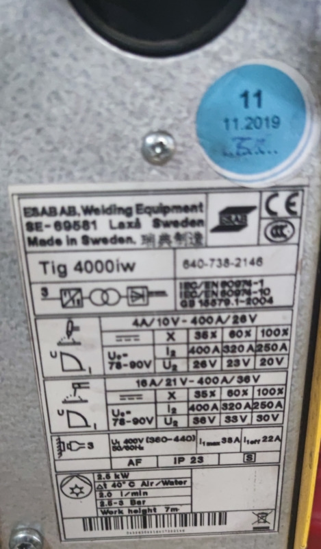 ESAB AB Tig 4000 iw - Thiết bị hàn: hình 4 ESAB AB Tig 4000 iw - Thiết bị hàn: hình 4