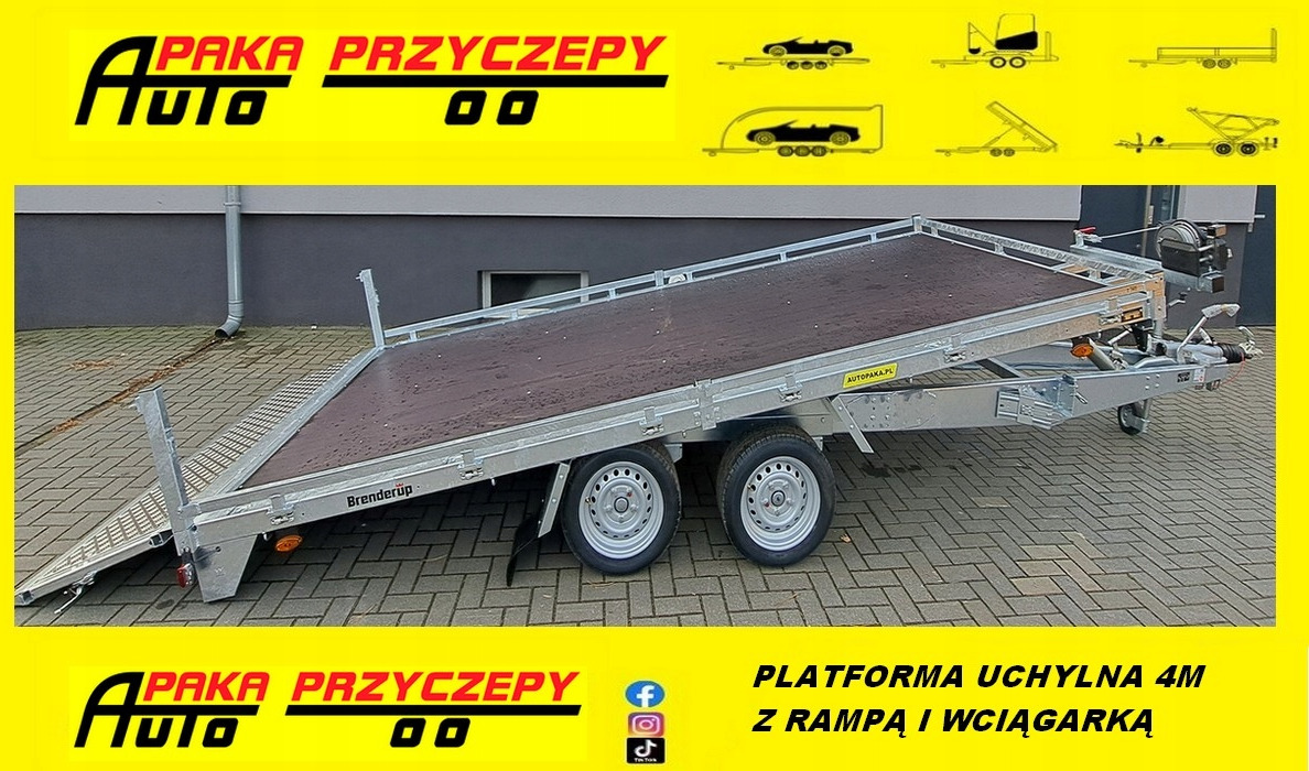 PRZYCZEPA PLATFORMA 408 CM, UCHYŁOWA Z WCIĄGARKĄ, DMC 3500 KG / PLATFORM TRAILER 408 CM, TIPPING WITH WINCH, DMC 3500 KG - Rơ moóc thùng lửng/ Phẳng: hình 1 PRZYCZEPA PLATFORMA 408 CM, UCHYŁOWA Z WCIĄGARKĄ, DMC 3500 KG / PLATFORM TRAILER 408 CM, TIPPING WITH WINCH, DMC 3500 KG - Rơ moóc thùng lửng/ Phẳng: hình 1