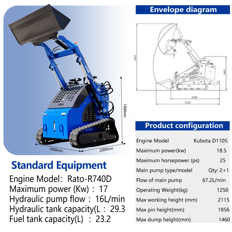 LADYS Free Shipping LA380 Mini Skid Steer Loader Compact Track Diesel Cheap Mini Skid Steer Loader For Sale With Mini Skid Steer Attachments 4 In 1 Bucket - Máy xúc lật đa năng: hình 2 LADYS Free Shipping LA380 Mini Skid Steer Loader Compact Track Diesel Cheap Mini Skid Steer Loader For Sale With Mini Skid Steer Attachments 4 In 1 Bucket - Máy xúc lật đa năng: hình 2