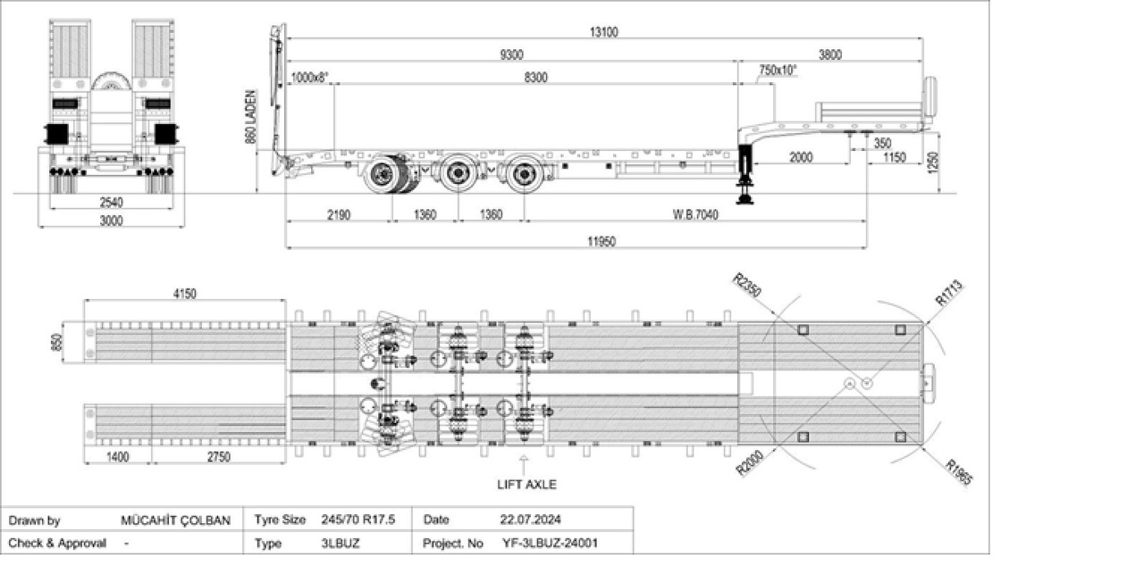 YALCIN 3 ESSIEUX STD - Sơ mi rơ moóc thùng thấp: hình 3 YALCIN 3 ESSIEUX STD - Sơ mi rơ moóc thùng thấp: hình 3