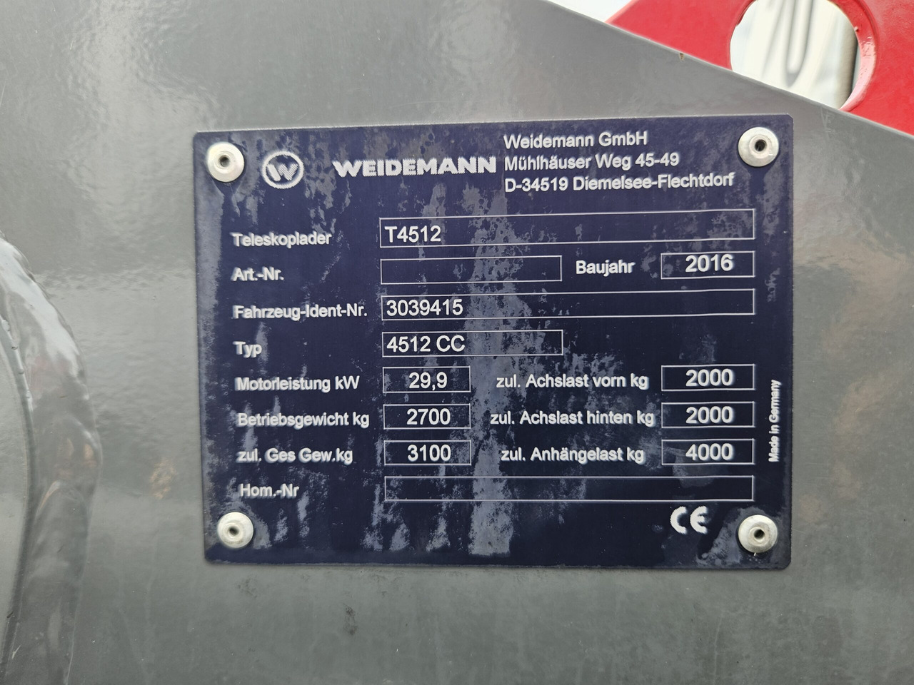 Xe nhấc hình viễn vọng kính 2018 Weidemann 4512, 1 Owner machine: hình 9 Xe nhấc hình viễn vọng kính 2018 Weidemann 4512, 1 Owner machine: hình 9