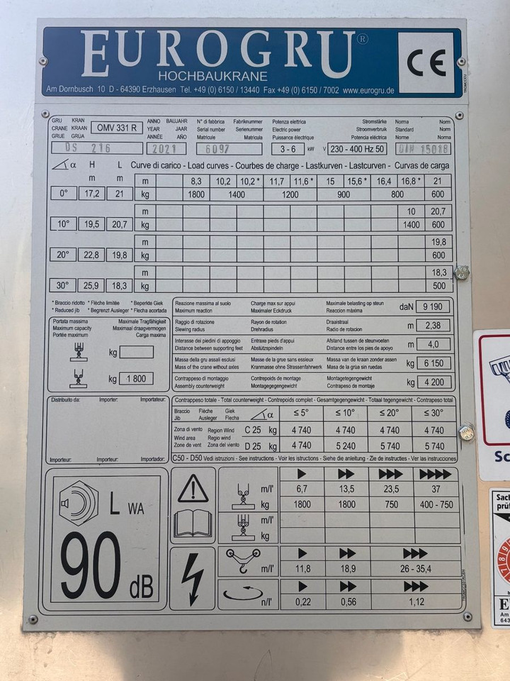 Eurogru DS216 Kran - Cần cẩu tháp tự dựng: hình 4 Eurogru DS216 Kran - Cần cẩu tháp tự dựng: hình 4
