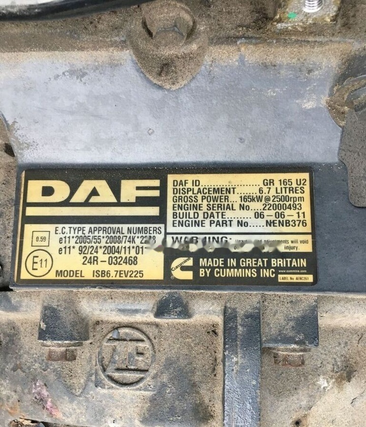 DAF GR165 U2 DAF Lf45 - Động cơ cho Xe tải: hình 1 DAF GR165 U2 DAF Lf45 - Động cơ cho Xe tải: hình 1