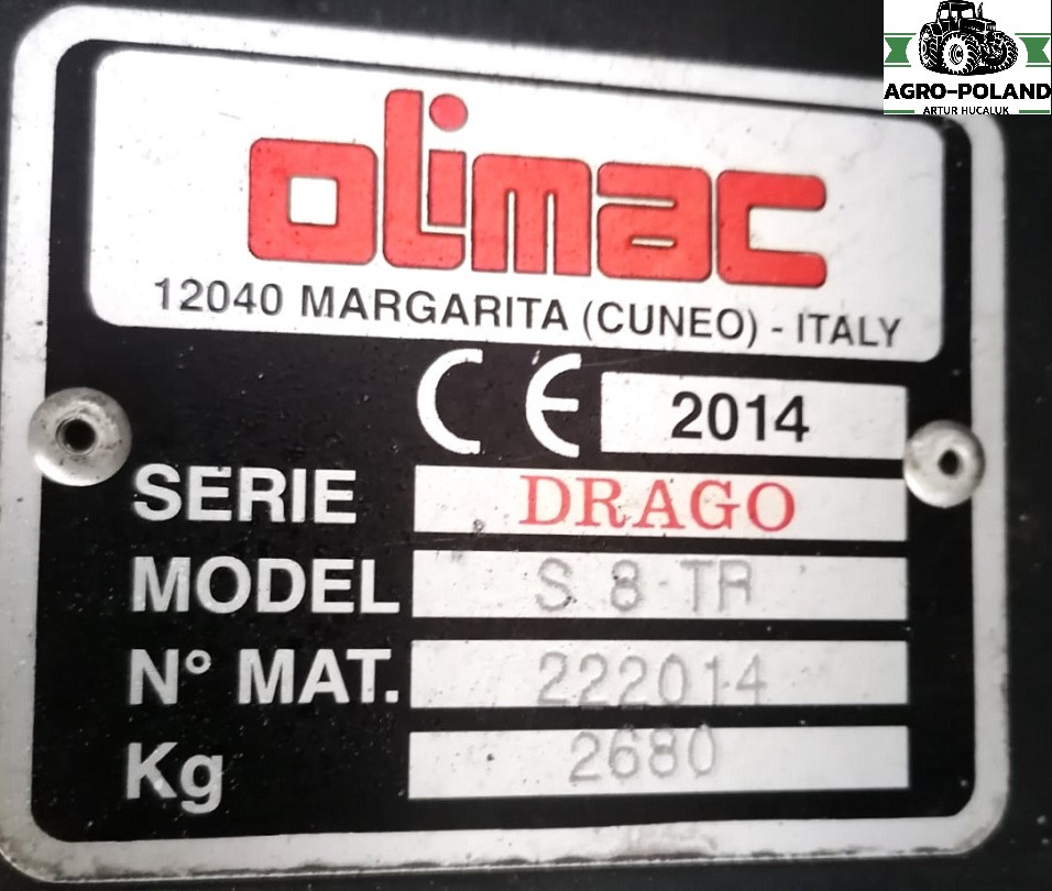 OLIMAC DRAGO S 8 TR - 8X70 - 2014 ROK - Máy gặt ngô: hình 2 OLIMAC DRAGO S 8 TR - 8X70 - 2014 ROK - Máy gặt ngô: hình 2