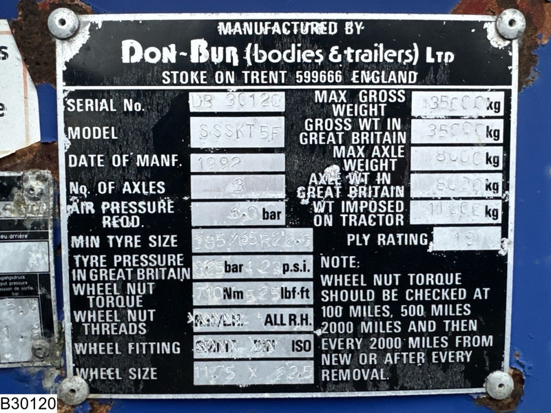 Don Bur Container 20 FT container transport - Xe chở container/ Sơ mi rơ moóc hoán đổi thân: hình 3 Don Bur Container 20 FT container transport - Xe chở container/ Sơ mi rơ moóc hoán đổi thân: hình 3