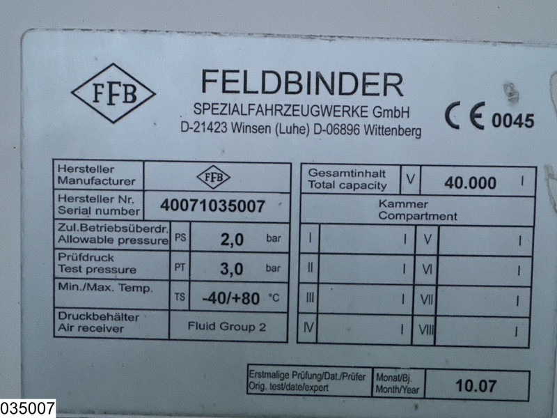 Feldbinder Silo 40.000 Liter, 3 Comp - Sơ mi rơ moóc bồn: hình 4 Feldbinder Silo 40.000 Liter, 3 Comp - Sơ mi rơ moóc bồn: hình 4