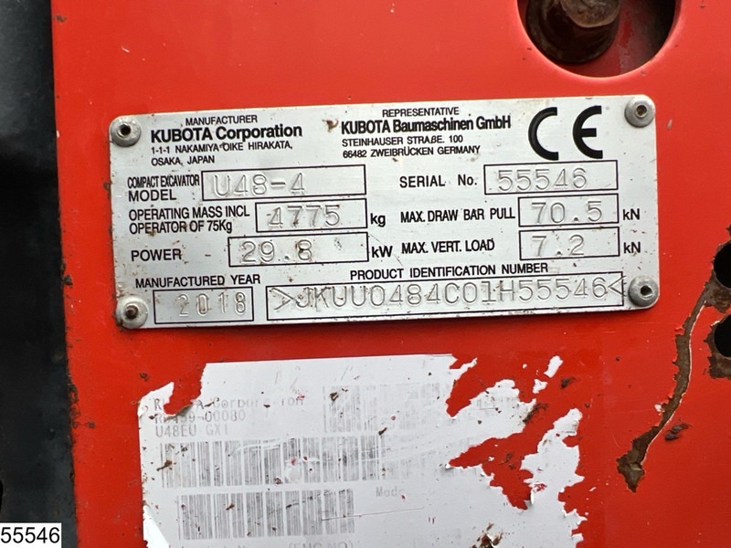 Kubota U 48 29,8KW, 1 bucket, 3681h - Máy xúc mini: hình 5 Kubota U 48 29,8KW, 1 bucket, 3681h - Máy xúc mini: hình 5