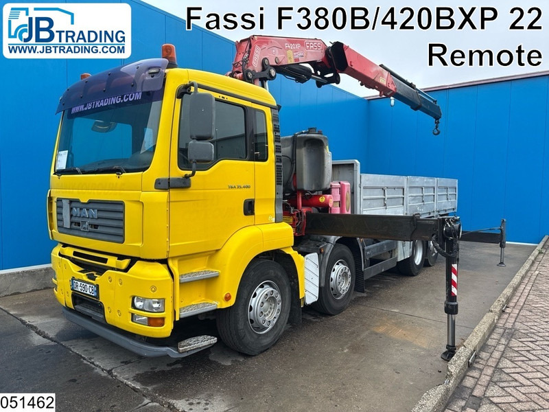 MAN TGA 35 400 8x2, Handgeschakeld, Fassi, Remote - Xe tải thùng lửng/ Phẳng, Xe cẩu tự hành: hình 1 MAN TGA 35 400 8x2, Handgeschakeld, Fassi, Remote - Xe tải thùng lửng/ Phẳng, Xe cẩu tự hành: hình 1