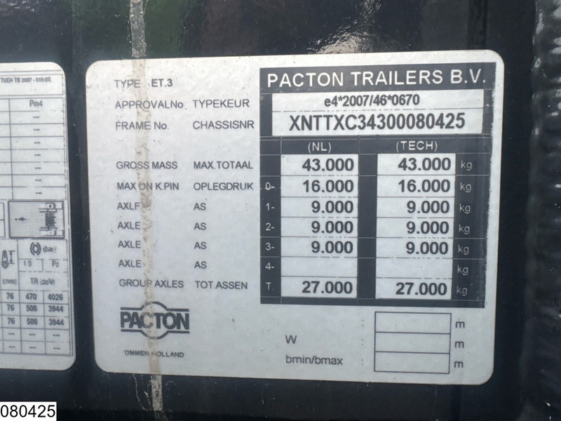 Pacton Container 20 / 30 / 40 / 45 ft, Extendable - Xe chở container/ Sơ mi rơ moóc hoán đổi thân: hình 4 Pacton Container 20 / 30 / 40 / 45 ft, Extendable - Xe chở container/ Sơ mi rơ moóc hoán đổi thân: hình 4