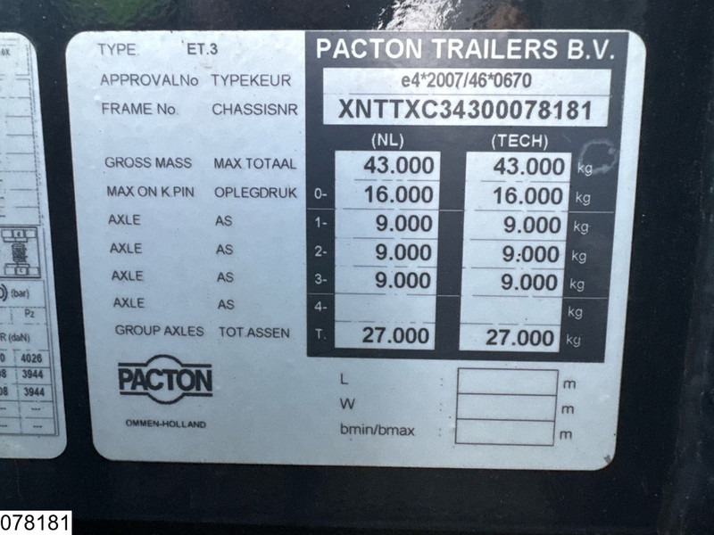 Pacton Container 20 / 30 / 40 / 45 ft, Extendable - Xe chở container/ Sơ mi rơ moóc hoán đổi thân: hình 4 Pacton Container 20 / 30 / 40 / 45 ft, Extendable - Xe chở container/ Sơ mi rơ moóc hoán đổi thân: hình 4
