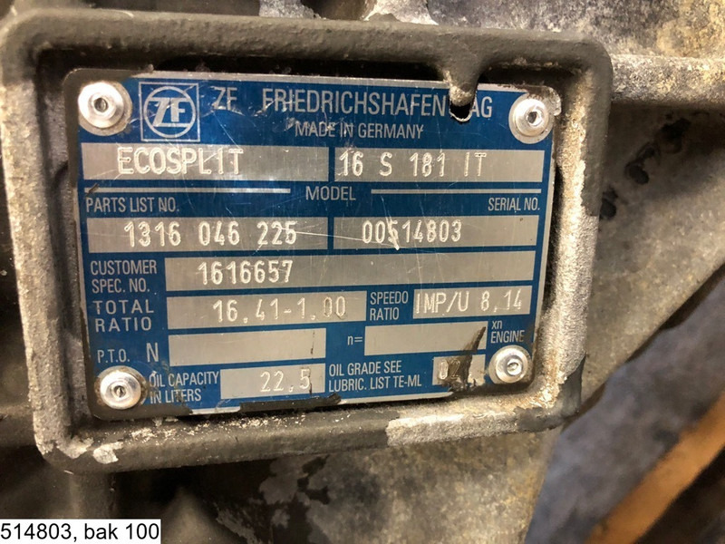 ZF ECOSPLIT 16 S 181 IT, Manual - Hộp số: hình 2 ZF ECOSPLIT 16 S 181 IT, Manual - Hộp số: hình 2
