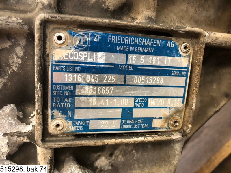 ZF ECOSPLIT 16 S 181 IT, Manual - Hộp số: hình 2 ZF ECOSPLIT 16 S 181 IT, Manual - Hộp số: hình 2