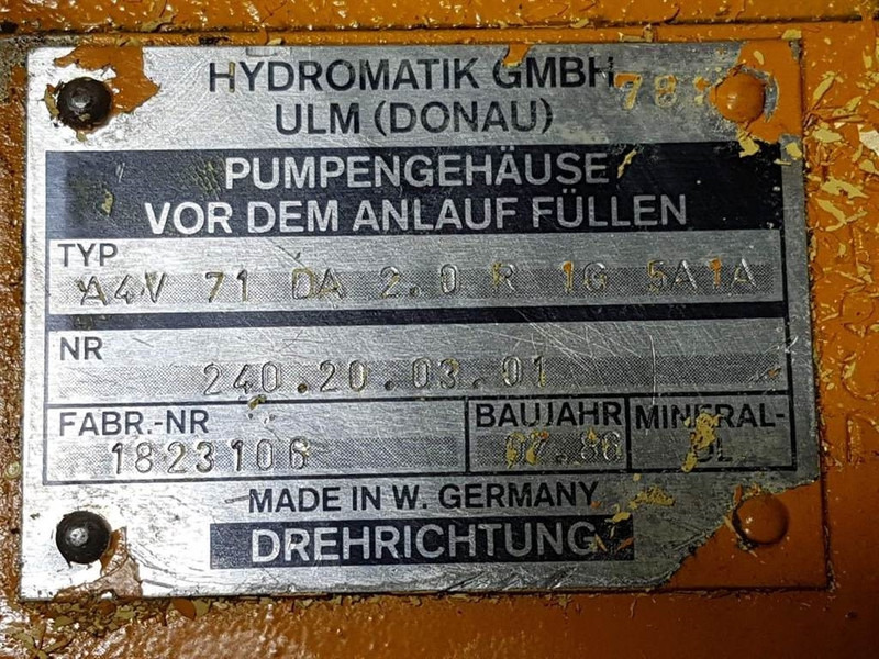 Ahlmann AZ9/AS7CS-Hydromatik A4V71DA2.0R1G5A1A-Drive pump - Thủy lực: hình 4 Ahlmann AZ9/AS7CS-Hydromatik A4V71DA2.0R1G5A1A-Drive pump - Thủy lực: hình 4