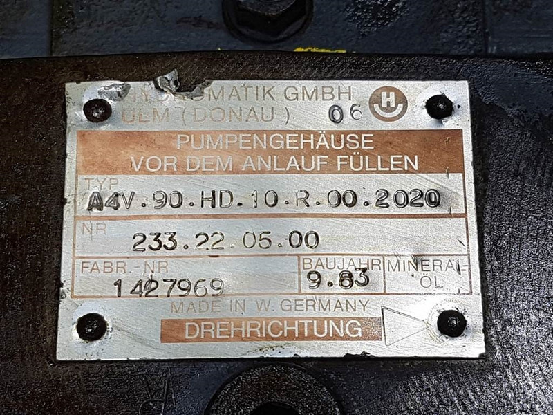Hydromatik A4V90HD1.0R002020-233.22.05.00-Drive pump/Fahrpump - Thủy lực cho Máy móc xây dựng: hình 4 Hydromatik A4V90HD1.0R002020-233.22.05.00-Drive pump/Fahrpump - Thủy lực cho Máy móc xây dựng: hình 4
