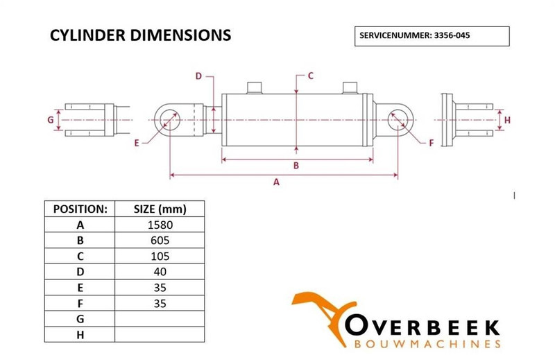 - Tilt cylinder/Kippzylinder/Nijgcilinder - Thủy lực: hình 4 - Tilt cylinder/Kippzylinder/Nijgcilinder - Thủy lực: hình 4