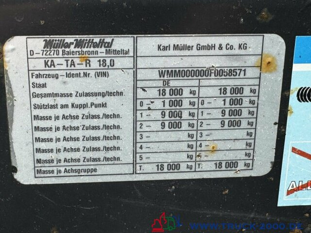 Müller-Mitteltal KA-TA- R 18,0 Tandem 3 Seitenkipper NL 13.500kg - Rơ moóc ben: hình 4 Müller-Mitteltal KA-TA- R 18,0 Tandem 3 Seitenkipper NL 13.500kg - Rơ moóc ben: hình 4