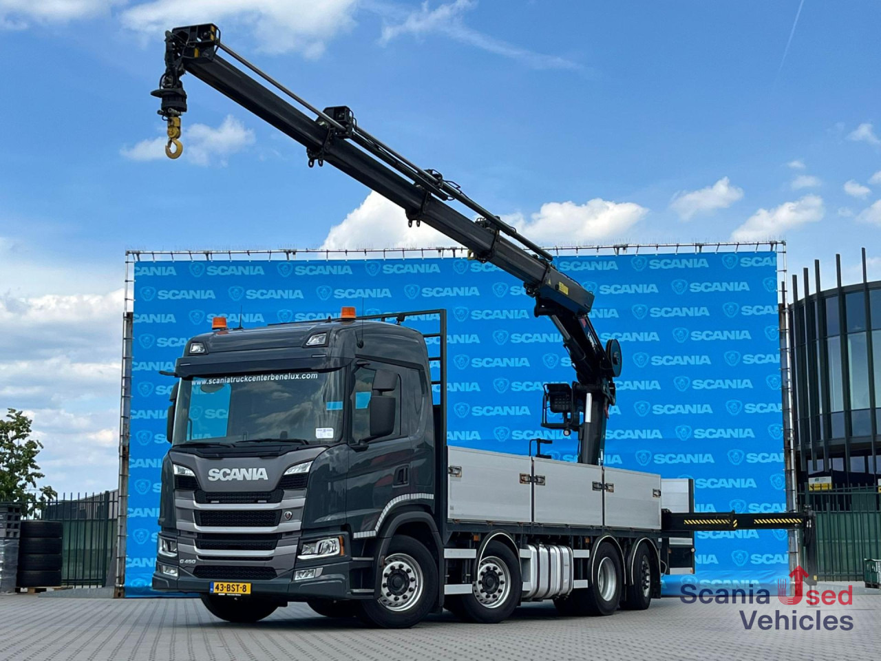 SCANIA G 450 B8x2*6NB DIFF-L HIAB X-HIPRO 262 EP-4 - Xe tải thùng lửng/ Phẳng: hình 1 SCANIA G 450 B8x2*6NB DIFF-L HIAB X-HIPRO 262 EP-4 - Xe tải thùng lửng/ Phẳng: hình 1