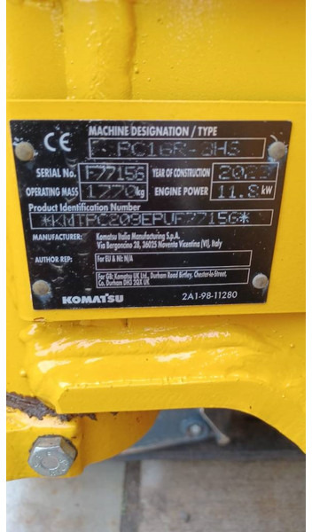 Komatsu PC16R-3HS - Máy xúc mini: hình 2 Komatsu PC16R-3HS - Máy xúc mini: hình 2