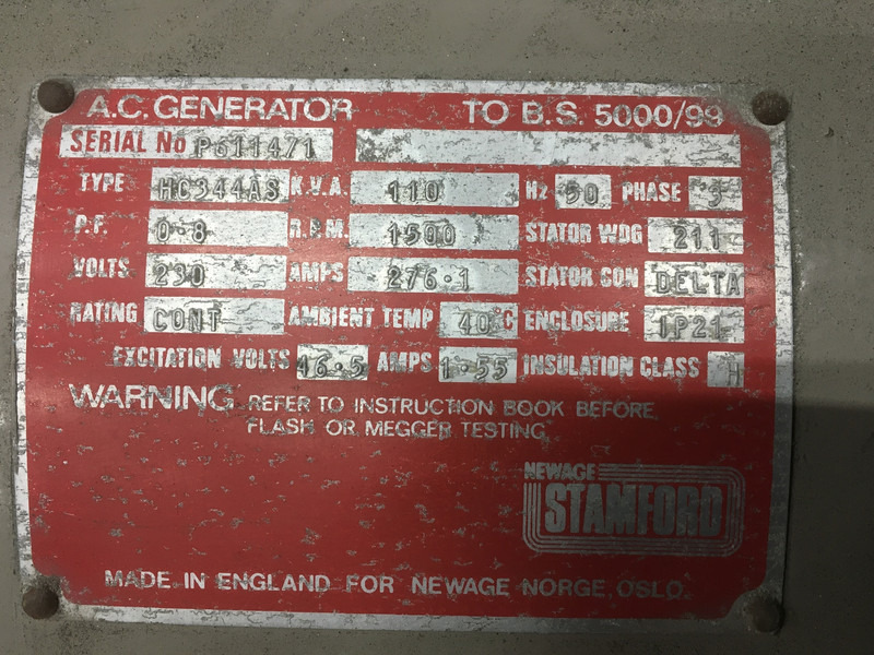 Cummins 6BT5.9 CPL0698 GENERATOR 110KVA USED - Bộ phát điện: hình 2 Cummins 6BT5.9 CPL0698 GENERATOR 110KVA USED - Bộ phát điện: hình 2