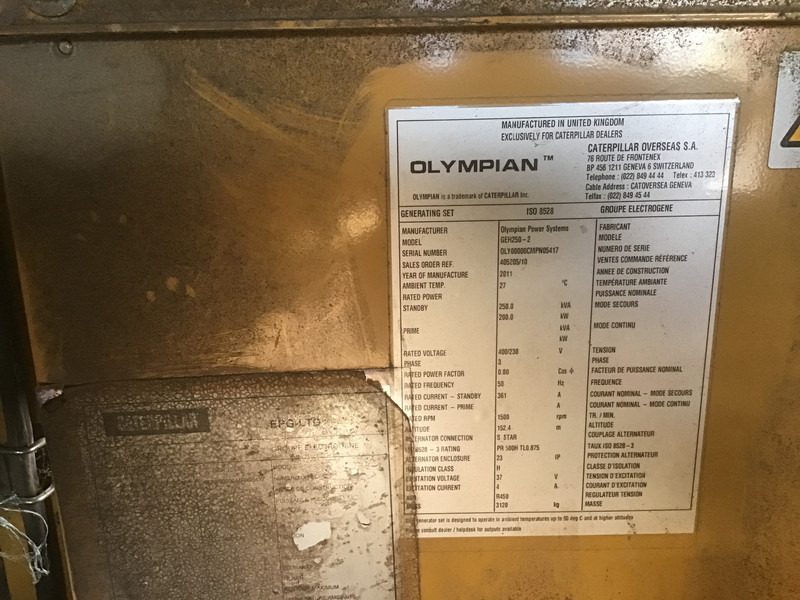 Perkins OLYMPIAN GEH250 GENERATOR 250KVA FOR PARTS - Bộ phát điện: hình 3 Perkins OLYMPIAN GEH250 GENERATOR 250KVA FOR PARTS - Bộ phát điện: hình 3