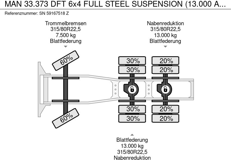 Xe đầu kéo MAN 33.373 DFT 6x4 FULL STEEL SUSPENSION (13.000 AXLES / ZF16 MANUAL GEARBOX / REDUCTION AXLES / FULL STEEL SUSPENSION): hình 14