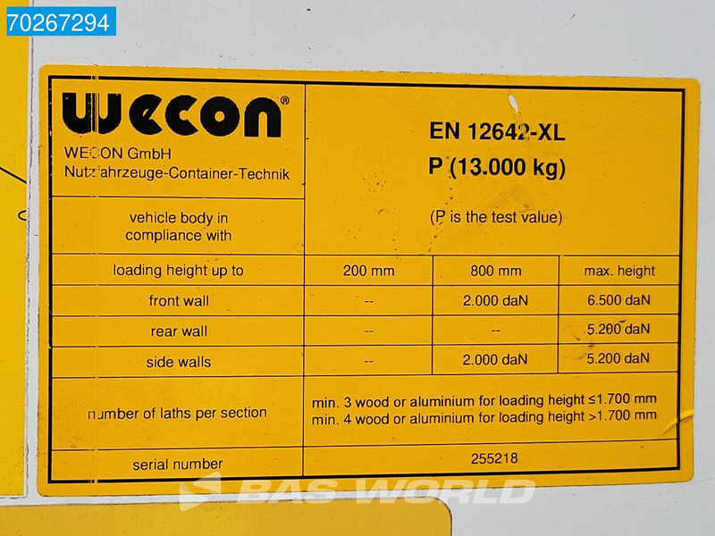 Rèm bên hoán đổi thân Wecon WPR 715 SG 6X2 Durchladesysteem 20FT / BDF / Wecon / BDF Brücke / Wechselkoffer: hình 12 Rèm bên hoán đổi thân Wecon WPR 715 SG 6X2 Durchladesysteem 20FT / BDF / Wecon / BDF Brücke / Wechselkoffer: hình 12