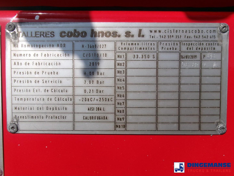 Sơ mi rơ moóc bồn COBO Bitumen tank inox 34 m3 / 1 comp: hình 15