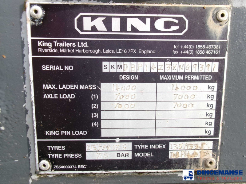 Rơ moóc thùng lửng/ Phẳng KING 2-axle platform drawbar trailer 14t + ramps: hình 16
