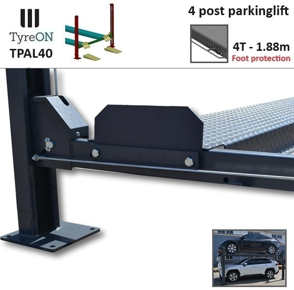 Trang thiết bị xưởng TPAL40 mobile 4 post parking lift for car - 4T - Height 188 cm - Long 415 cm runways with automatic roll-off protection - 230V-1 phase - To park 2 vehicles on top of each: hình 9