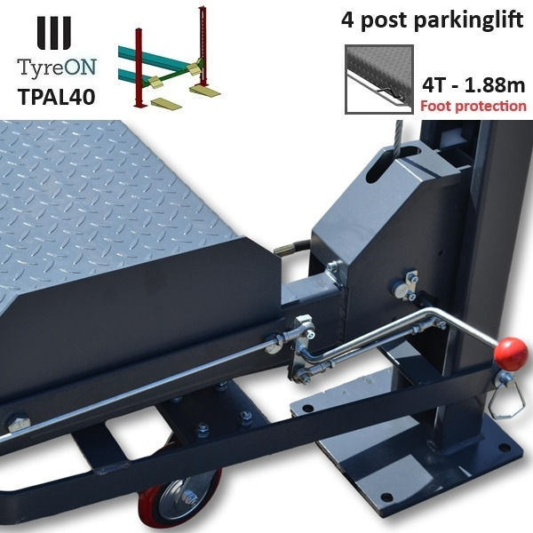 Trang thiết bị xưởng TPAL40 mobile 4 post parking lift for car - 4T - Height 188 cm - Long 415 cm runways with automatic roll-off protection - 230V-1 phase - To park 2 vehicles on top of each: hình 10