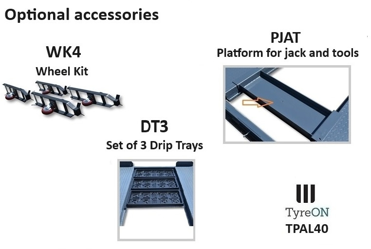 Trang thiết bị xưởng TPAL40 mobile 4 post parking lift for car - 4T - Height 188 cm - Long 415 cm runways with automatic roll-off protection - 230V-1 phase - To park 2 vehicles on top of each: hình 12