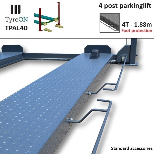 Trang thiết bị xưởng TPAL40 mobile 4 post parking lift for car - 4T - Height 188 cm - Long 415 cm runways with automatic roll-off protection - 230V-1 phase - To park 2 vehicles on top of each: hình 8